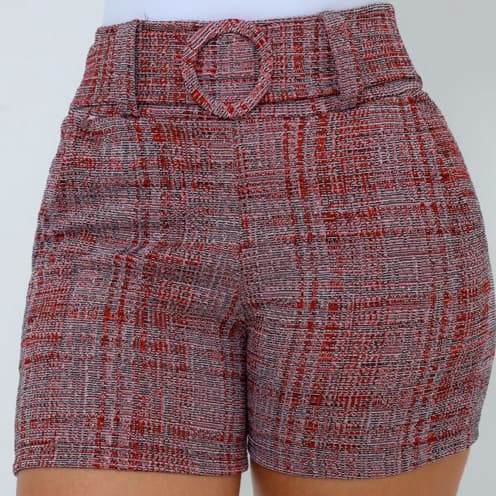 shorts Feminino jackar linho Mescla com cinto fixo com elastano CINTURA ALTA