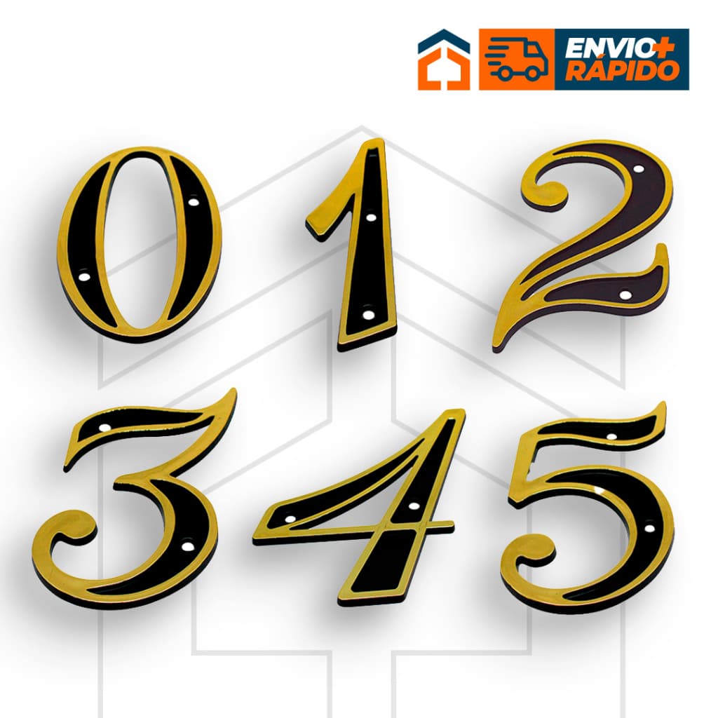 Número Residencial e Letras Dourado 0 ao 9 C/ parafusos casa