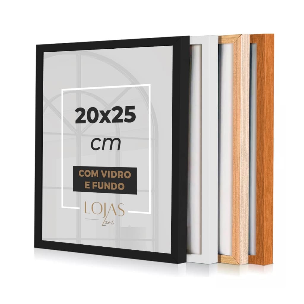 Molduras 20x25cm com Vidro Quadro Foto Poster Retrato (Escolha o tamanho e a Cor)