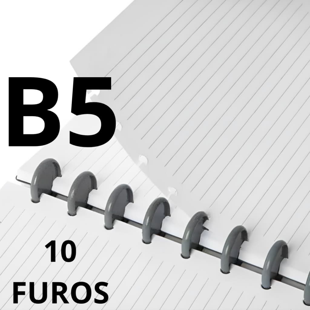 Pacote de 80 Folhas Recarga Caderno Inteligente de Discos B5 Folha com 10 Furos 25 x 18,5cm