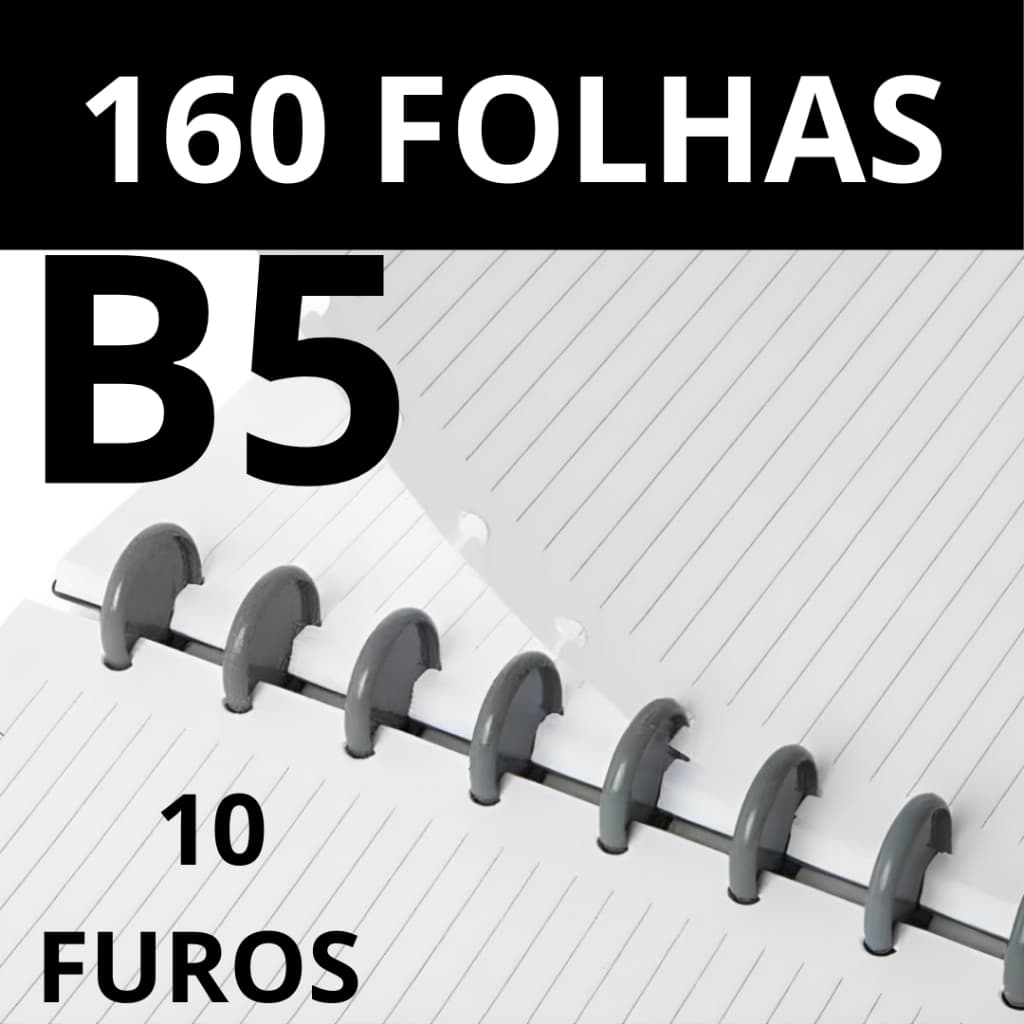 Refil de 160 Folhas Caderno Inteligente De Discos B5 10 Furos folhas Pautadas 90gr