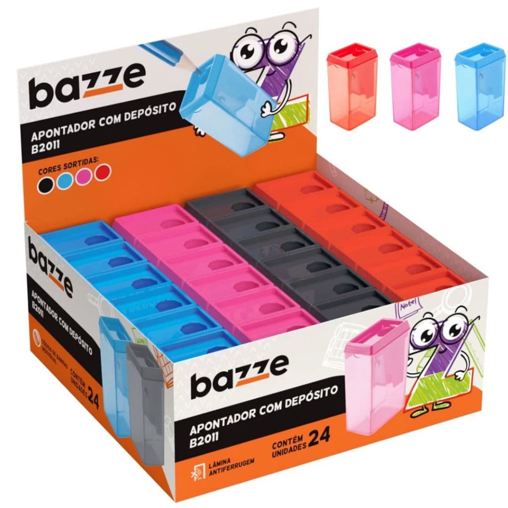 Kit 6/12/24 Apontador Com depósito Colorido Apontador Escolar Com Cesta
