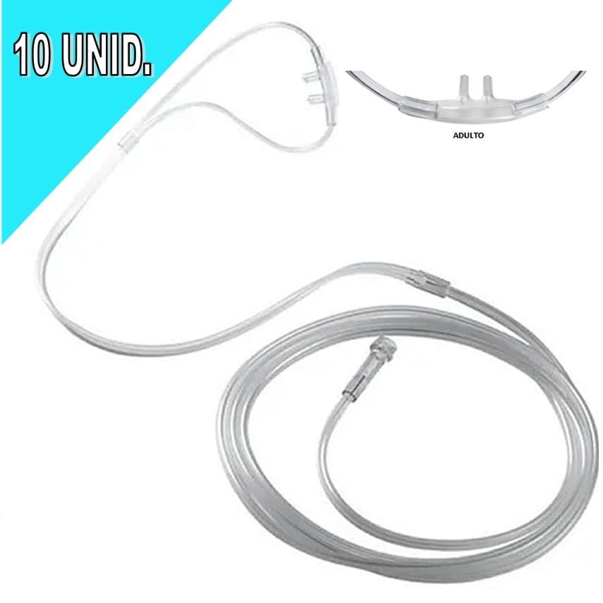10 Cateter Nasal Para Oxigênio Tipo Óculos 2,1M