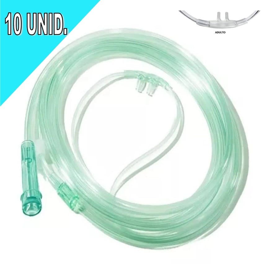 Kit 10 Cateter Nasal Oxigênio Canula Adulto Silicone Foyomed 1,4M com NF - Lote FY2404016 Val 19-06-2029