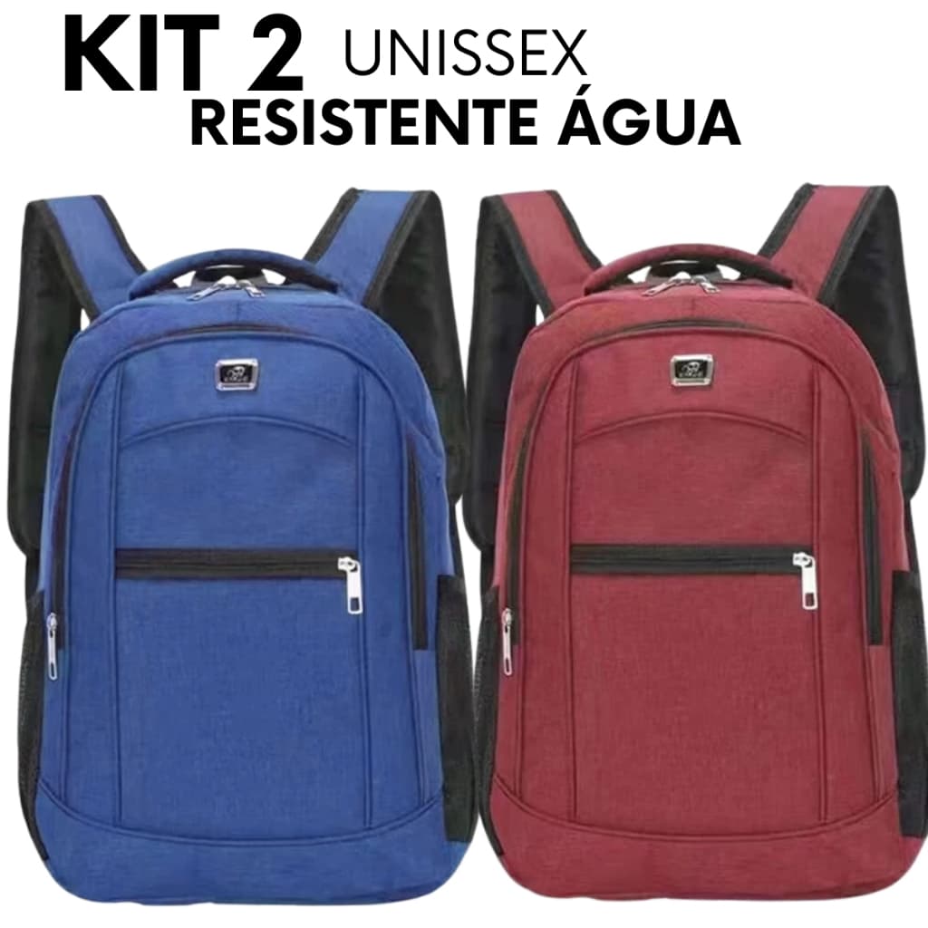 Kit 2 Mochila Reforçada Zíperes Cadeado Envio Imediato Unissex
