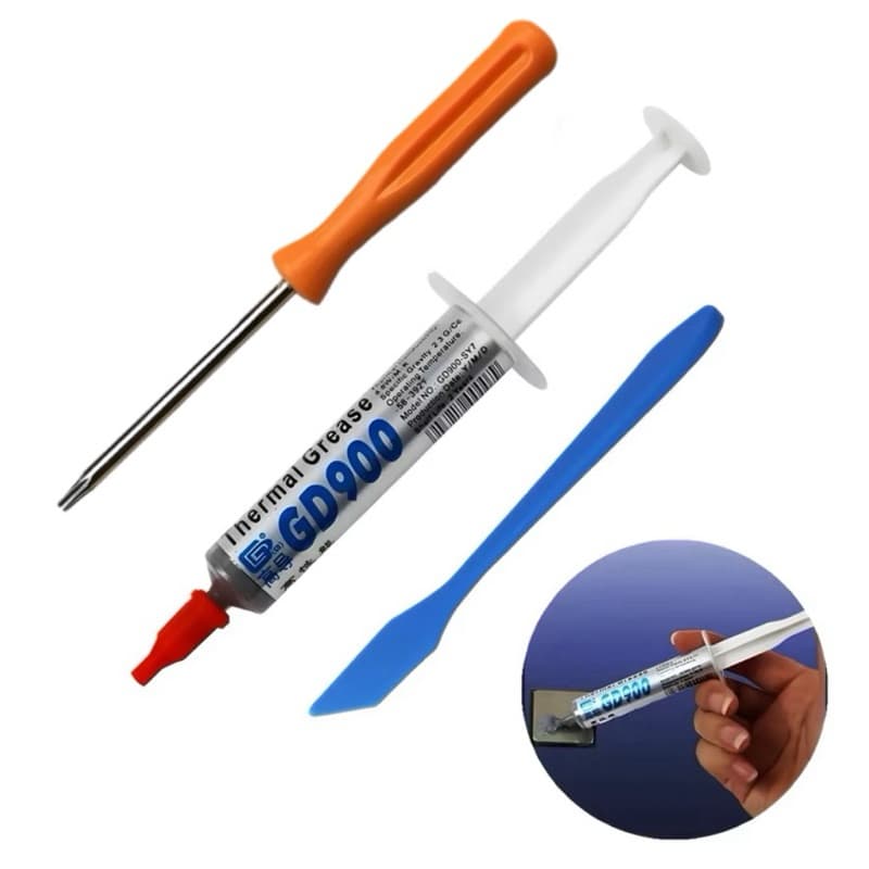 Kit Chave Torx T8 Com Furo + Pasta Térmica Prata GD900 + Espátula - PC CPU GPU Playstation Xbox