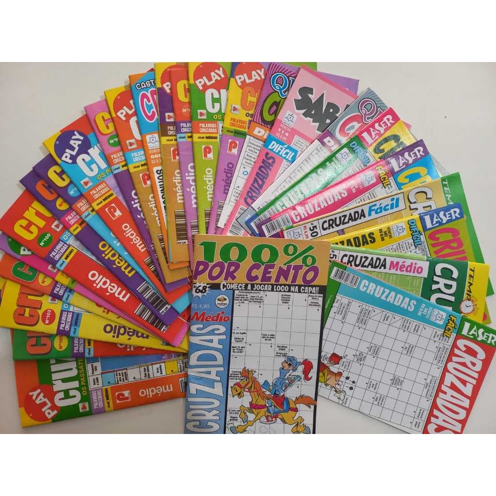 Kit 40 Livros Revistas de Jogos Passatempos PALAVRAS CRUZADAS sem repetição
