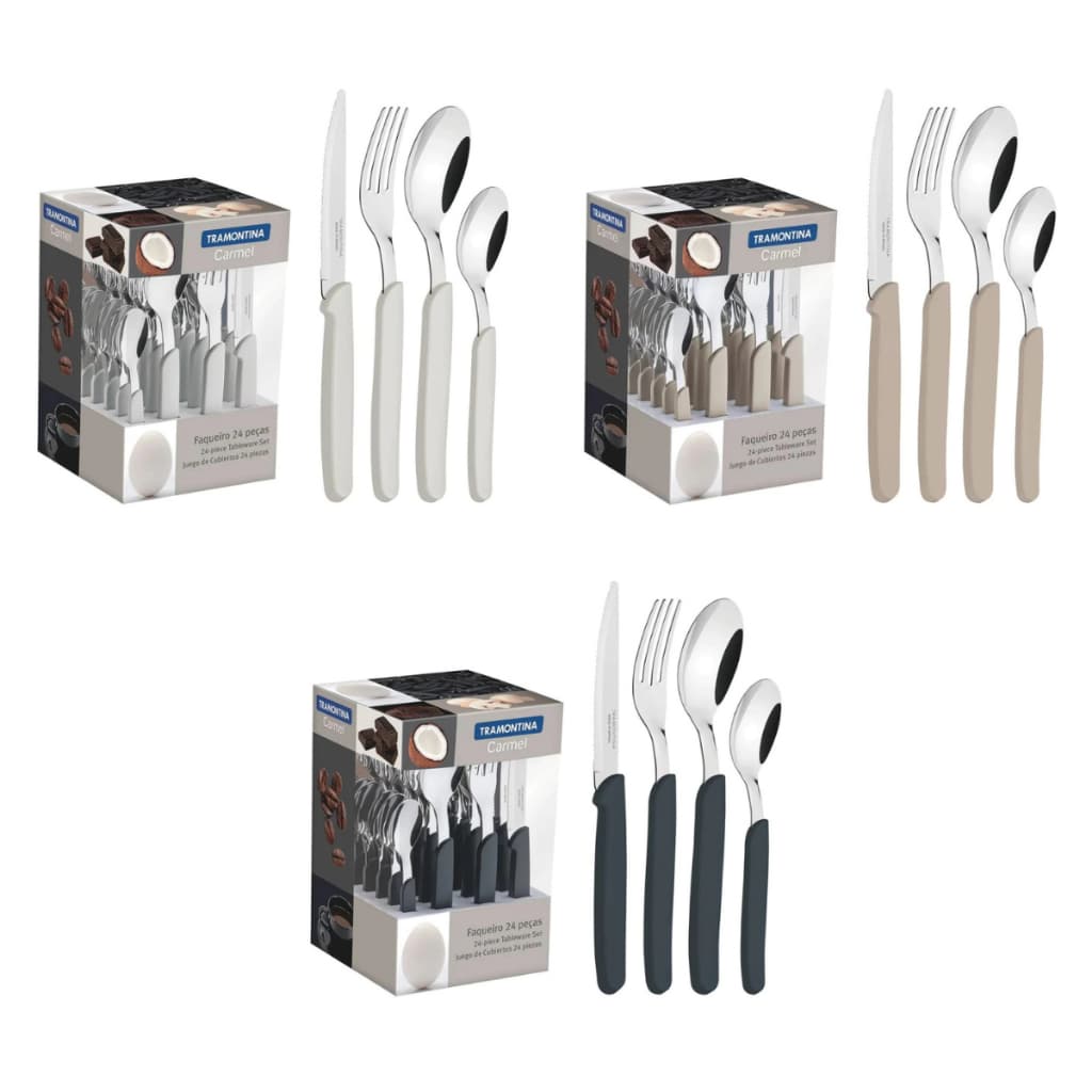 Faqueiro Tramontina Carmel Natural Claro - Médio - Escuro 24 Peças