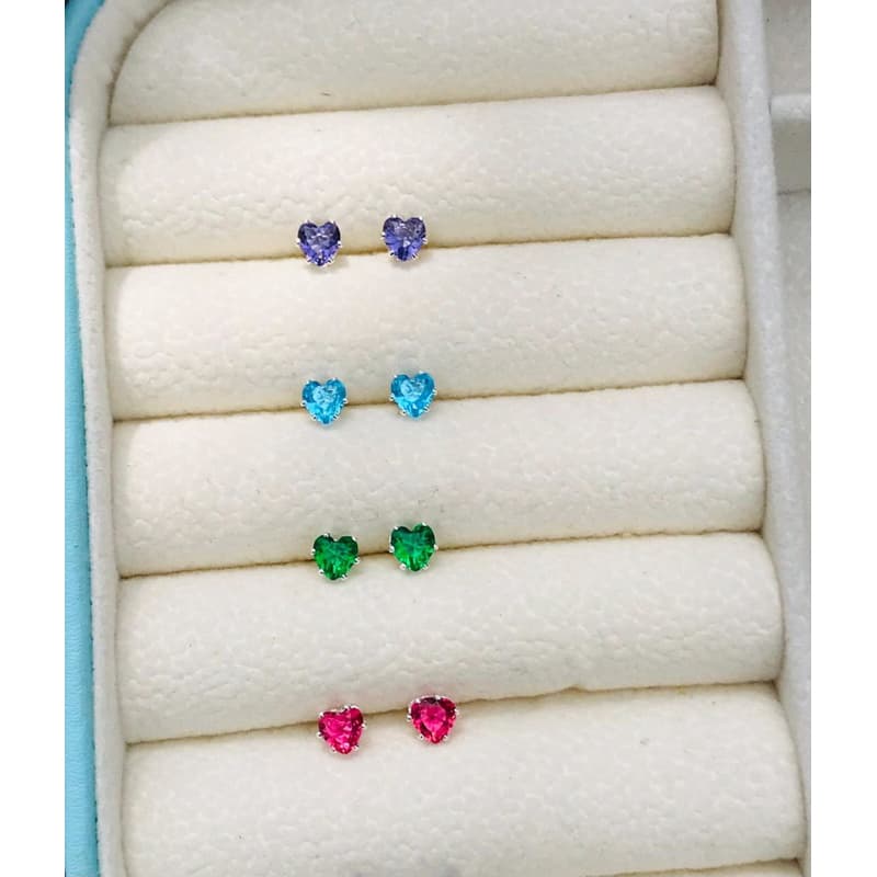 Brinco infantil Ponto de Luz 4mm c/ Tarraxa baby Cristal Brilhante Prata925+Saquinho de Veludo