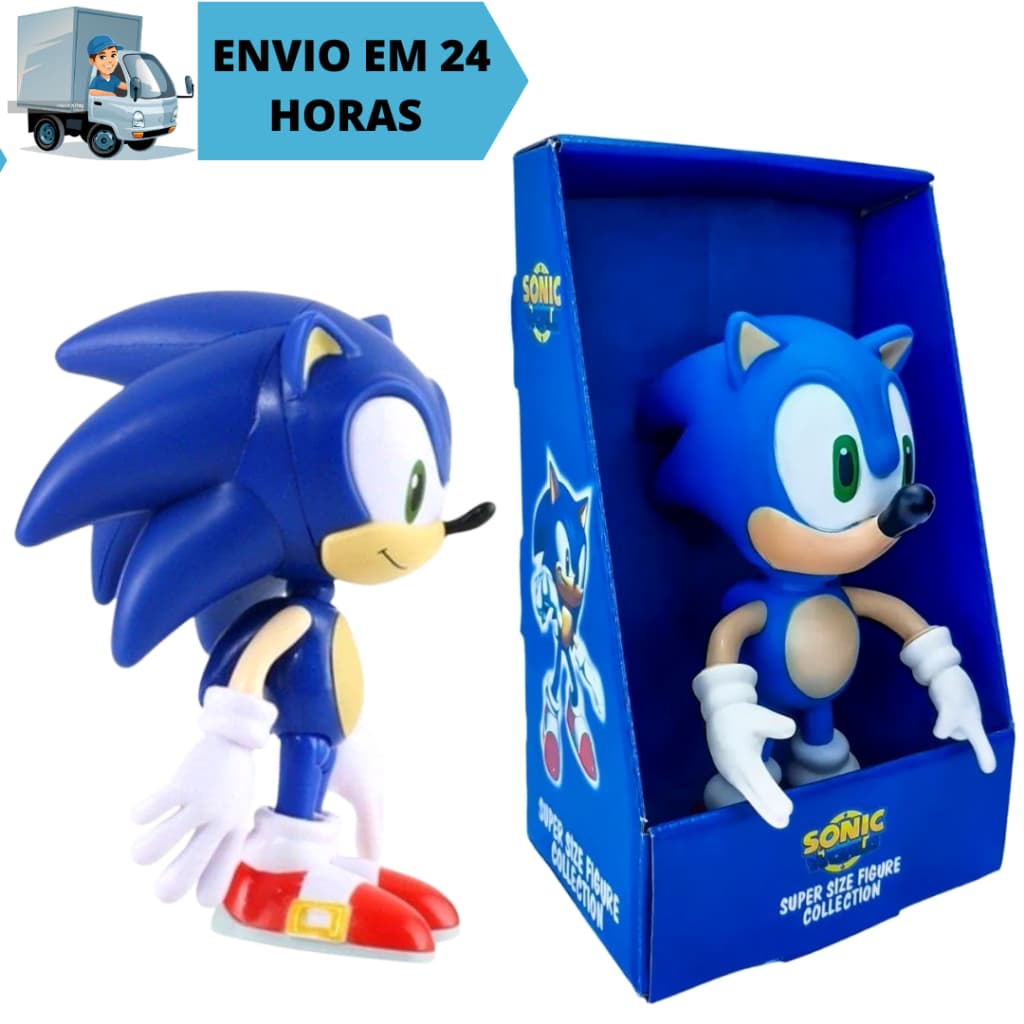 Boneco Sonic Collection Grandes  Articulado Super Size  - Sonic World Sonic Brinquedo Boneco de Sonic