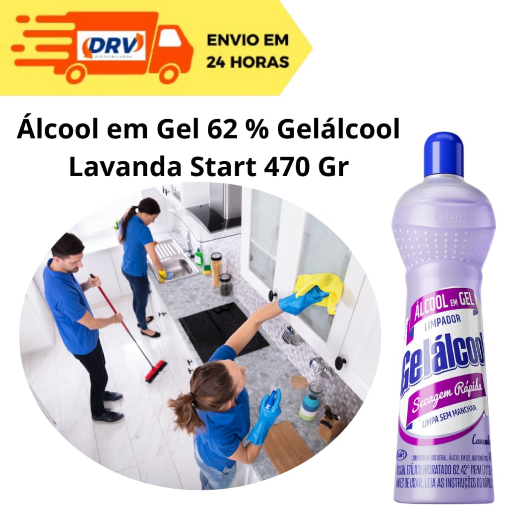 Álcool em Gel Gelálcool Start 62,42 % Lavanda 470 Gr - Álcool em Gel Start