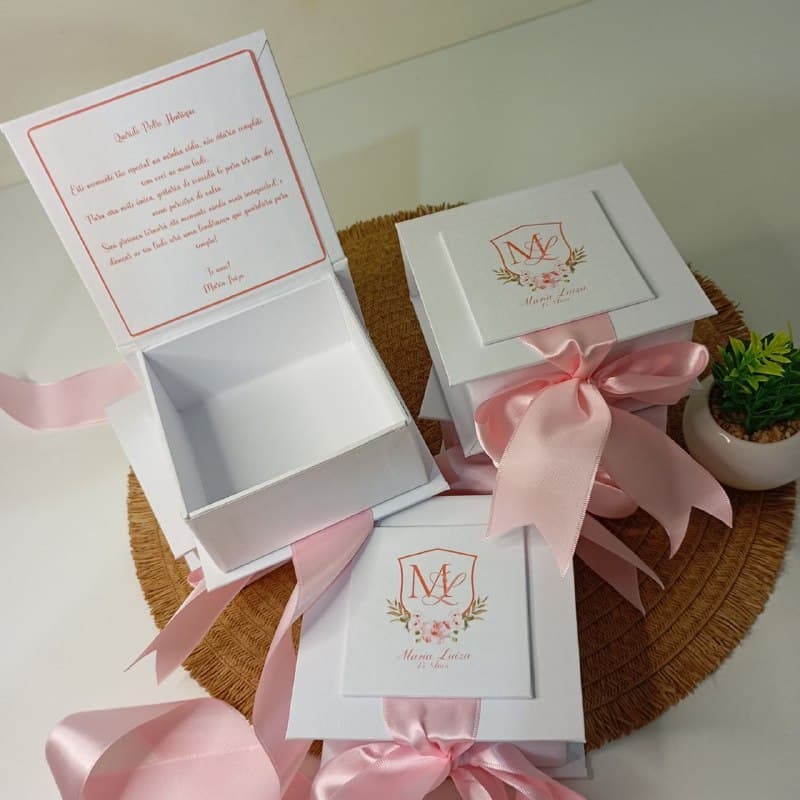 Caixa Cartonada Personalizada Convite Aniversário 15 anos - Vários Tamanhos