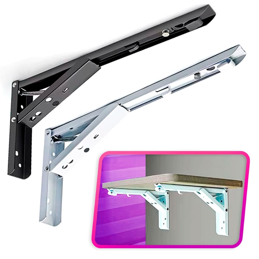 Kit 2 Mão Francesa Dobrável Suporte Reforçado Branca Preta Cantoneira 20cm 25cm 30cm 35cm