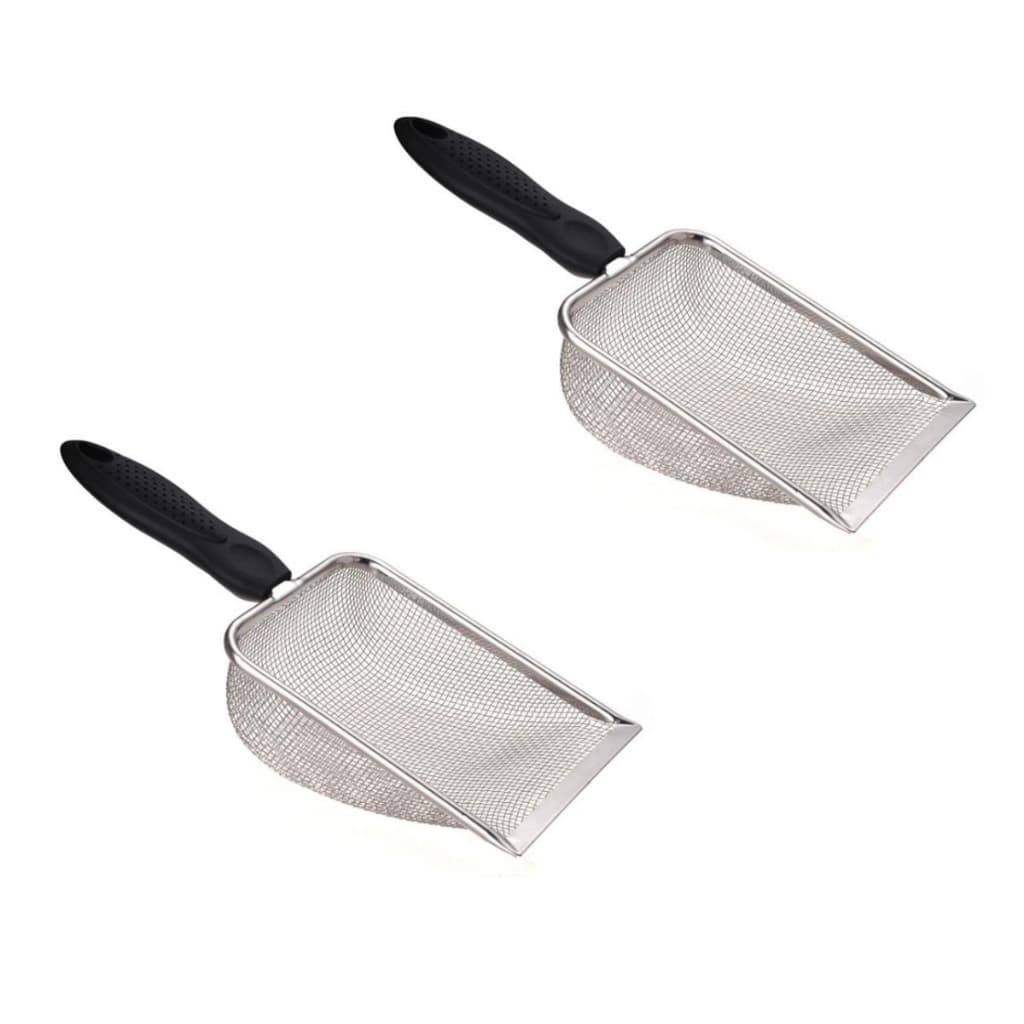 2 Pazinha Higiênica Coletora Coco Fezes Cachorro Gato - Malha Filtra Penera Grãos de Areia em Inox