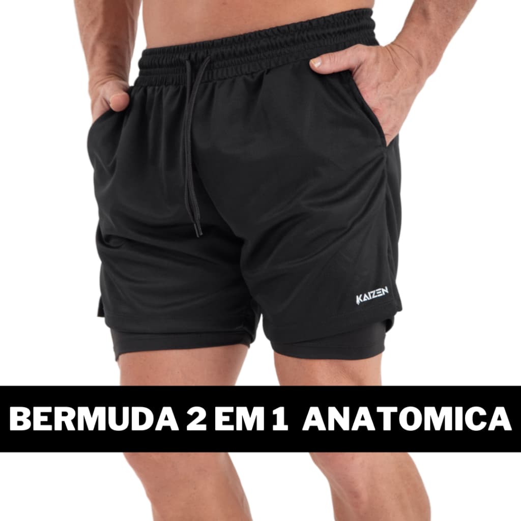 Shorts Masculino 2 em 1 Com proteção Uv+20 sport revolution bermuda para treinar sports