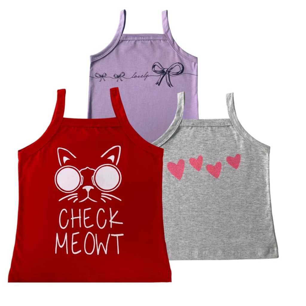 Kit 3 Camiseta Regata de Alça Menina Verão 1 ao 14