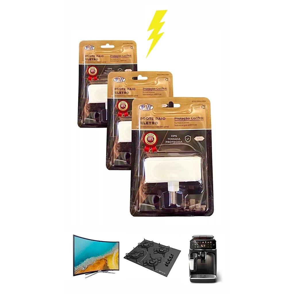 Kit 3un Protetor Contra Raios surtos picos - alta tensão -  Eletro