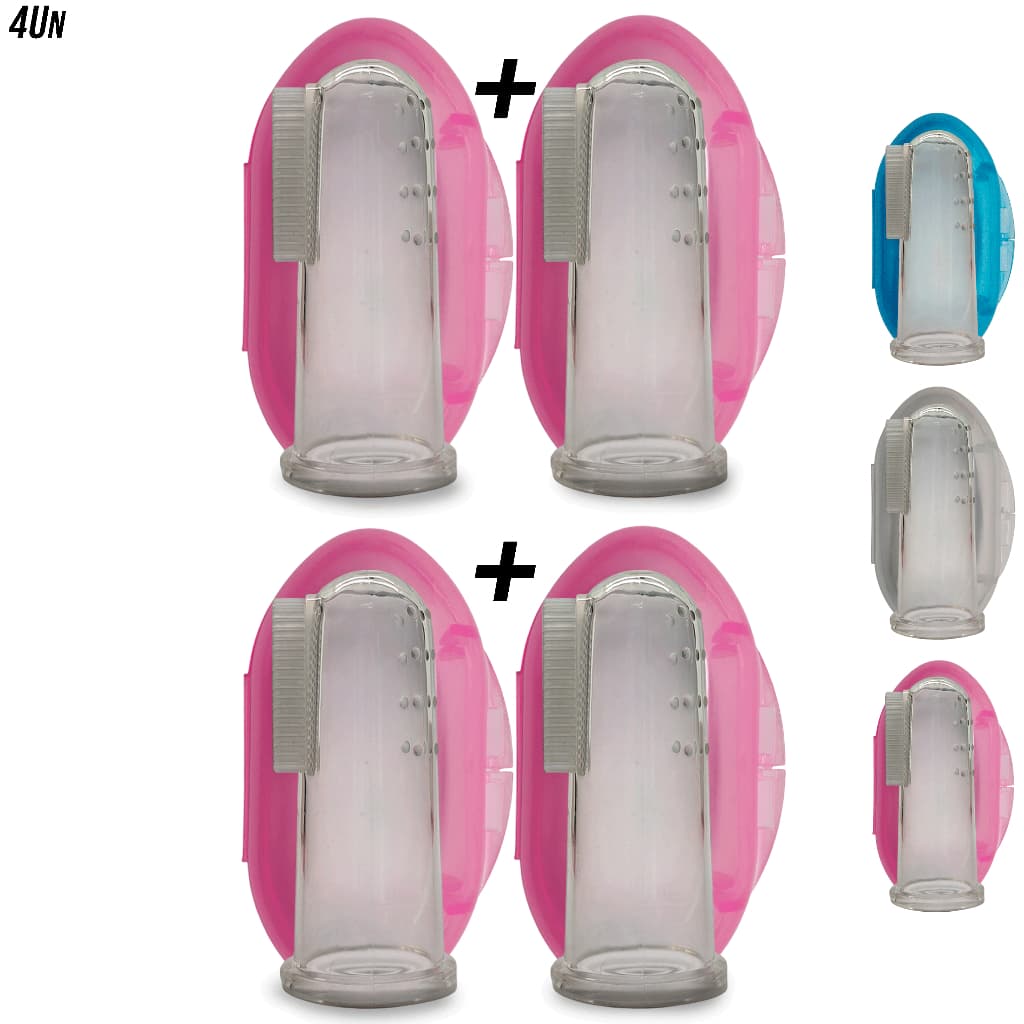 Kit 2 a 4 Escova De Dentes Infantil C/ Estojo Cerdas Macias De Silicone Para Bebês