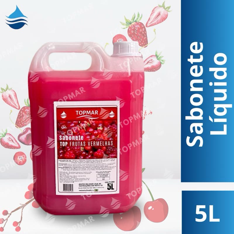 Sabonete Líquido Perolizado Frutas Vermelhas TOPMAR - 5 litros