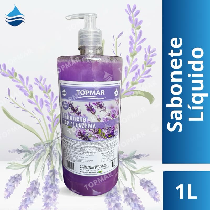 Sabonete líquido perolizado Alfazema TOPMAR - 1 litro (com válvula Pump)