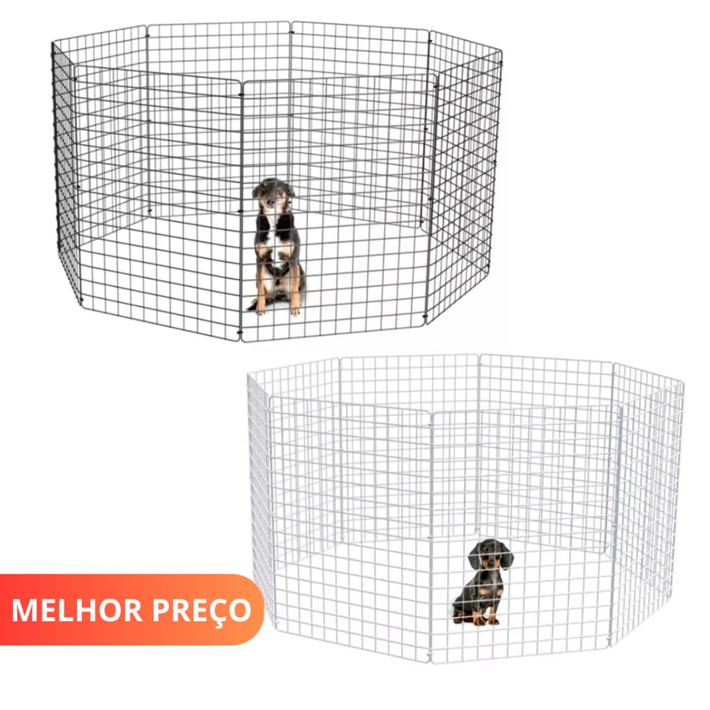 Cercado Pet Móvel Dobrável Aramado 80cm De Altura Branco ou Preto