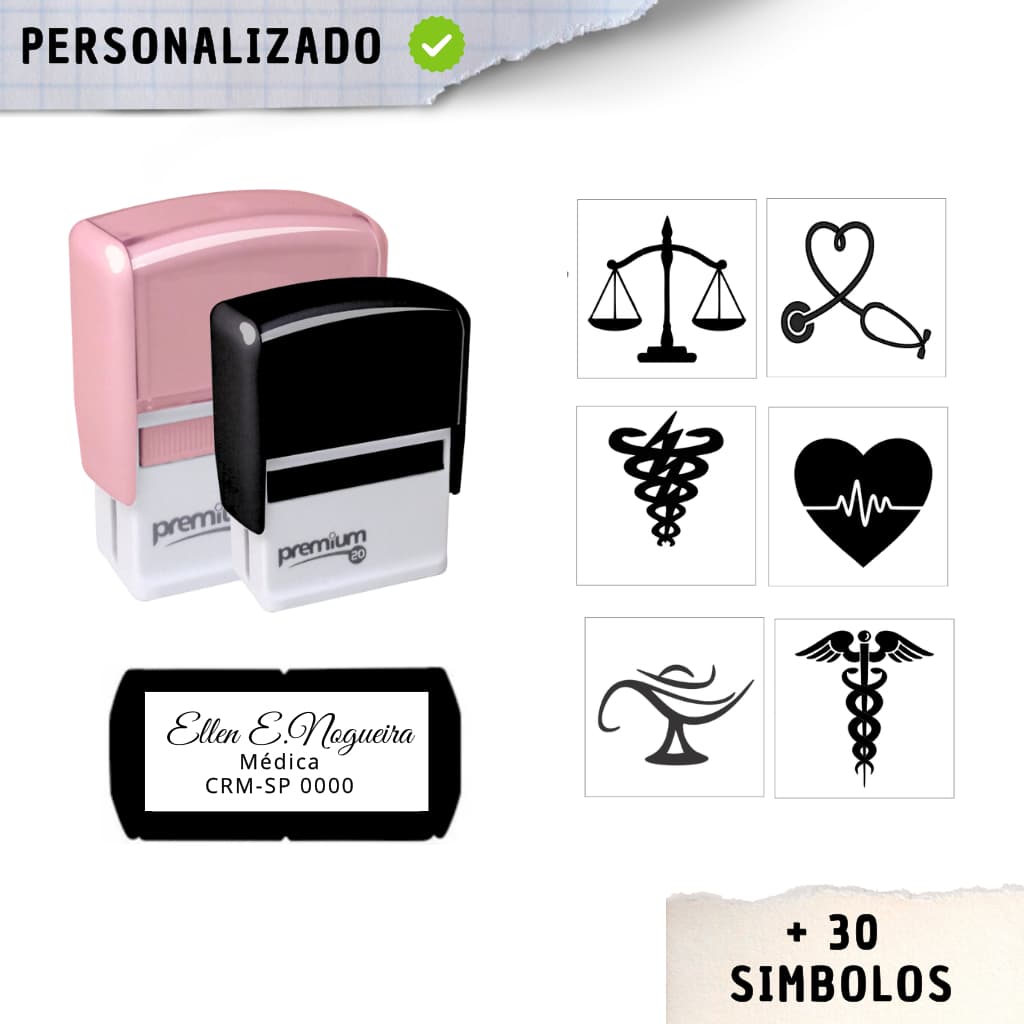Carimbo simbolo profissional - Carimbo Personalizado profissões - Carimbo Premium 38x14mm