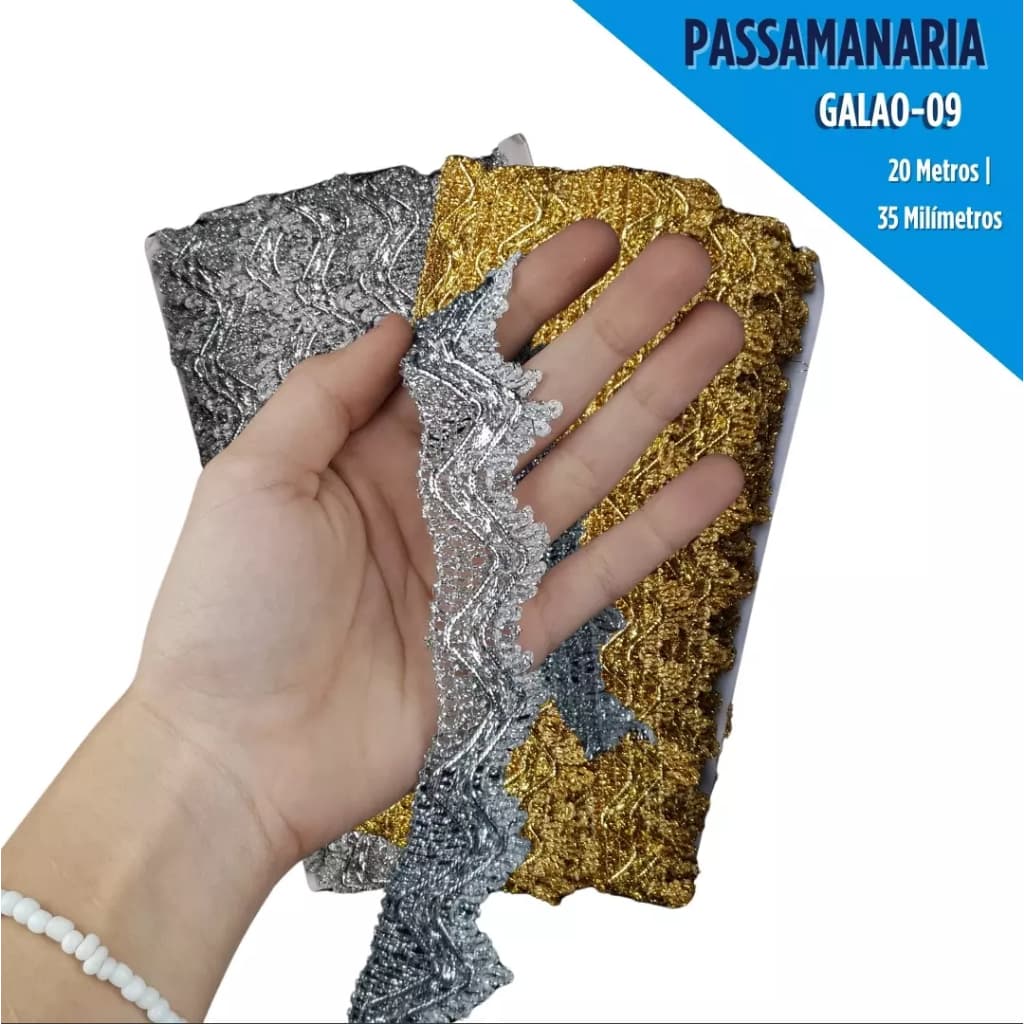 Fita Galão Passamanaria - 35mm - Ref:Galao-09 - Rolo C/20 Mts
