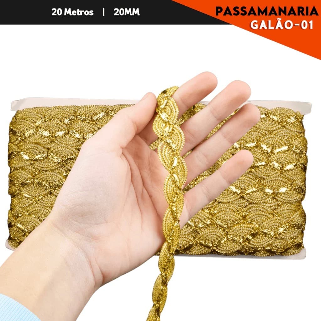 Fita Galão Passamanaria - 20mm - Ref:Galao-01 - Rolo C/20 Mts