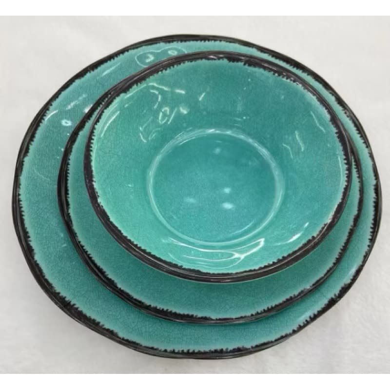 Jogo de Prato Melamina Textura Envelhecida kit Com17.50/23.00/27.30 cm de diâmetro