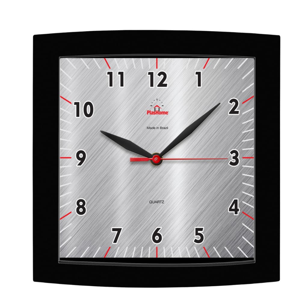 Relógio de Parede Alpha Moderno Preto Plashome Escritório Cozinha e Sala