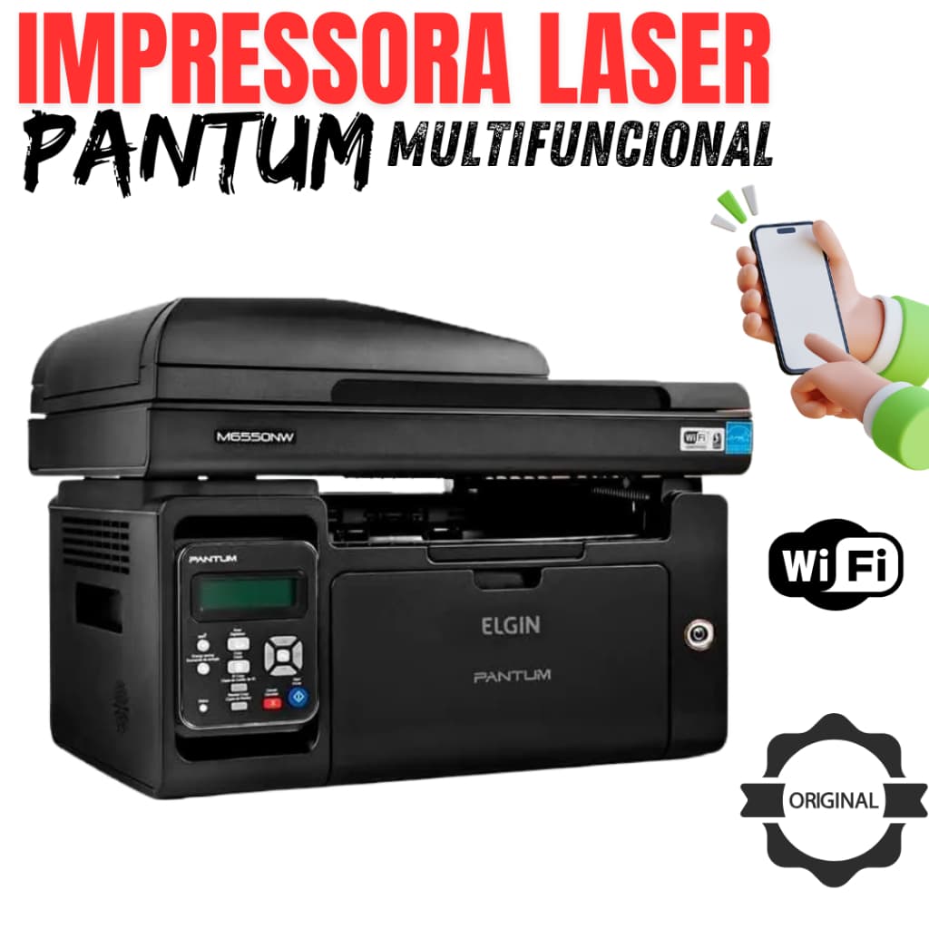 IMPRESSORA LASER MULTIFUNCIONAL SEM FIO WI-FI ELGIN PANTUM MONOCROMÁTICO 127V 20.000 CÓPIAS MENSAIS.