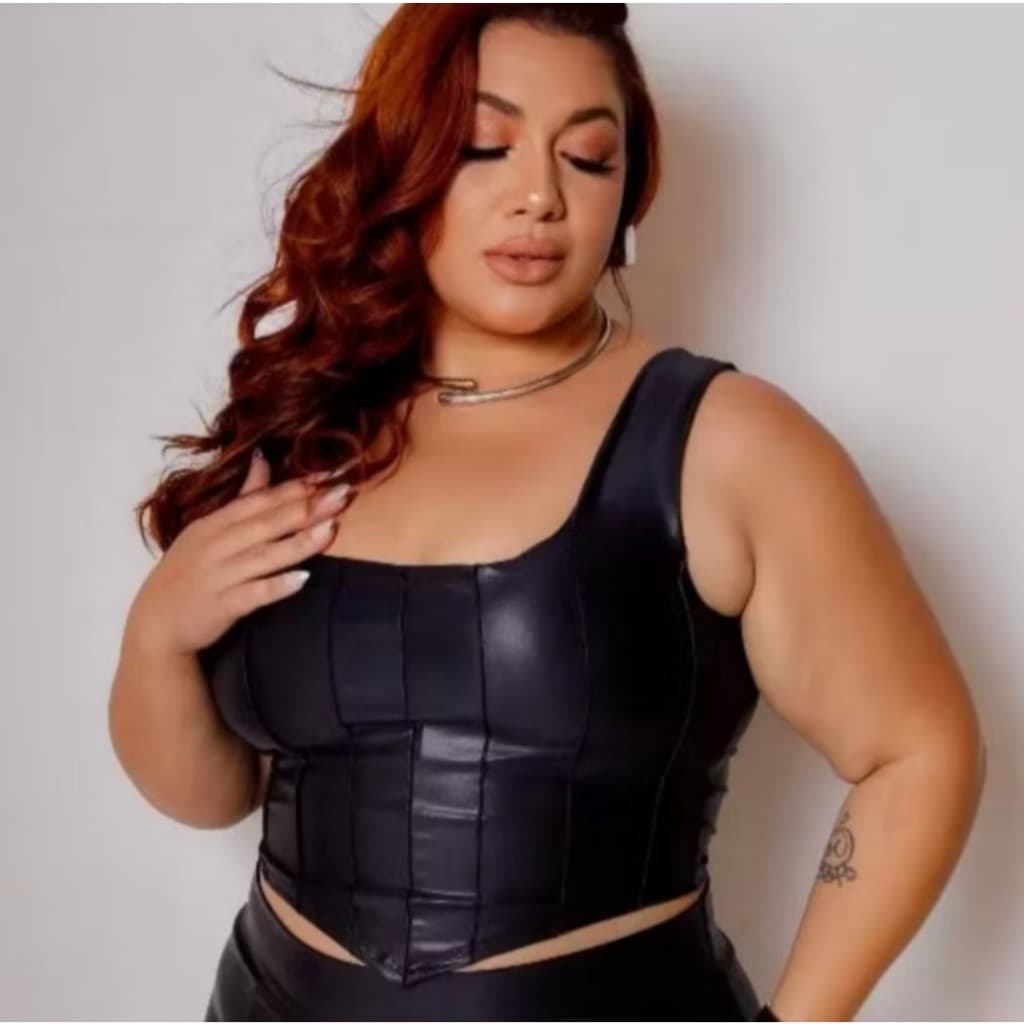 Cropped  feminino regata cirre corset plus size com bojo