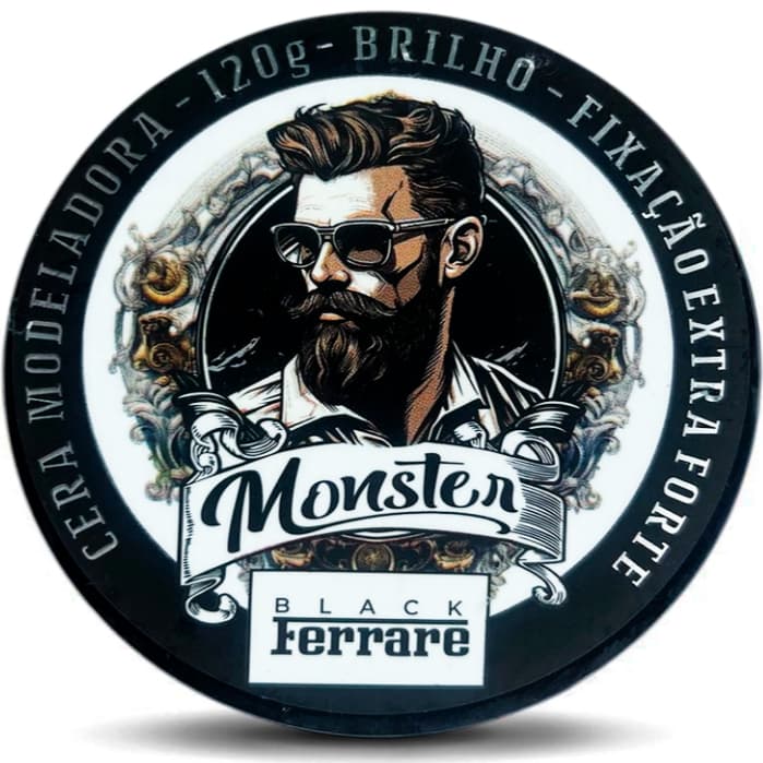 cera Modeladora ferrari black Ultra Fixação 120g monster barber Shop Para Cabelo e Barba !