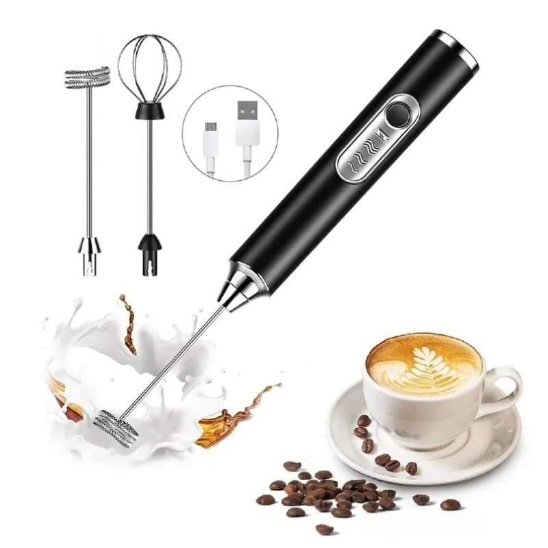 Mini Batedor Misturador Mixer Elétrico portátil Recarregável Para Bebi Leite Café Ovo 2 em 1