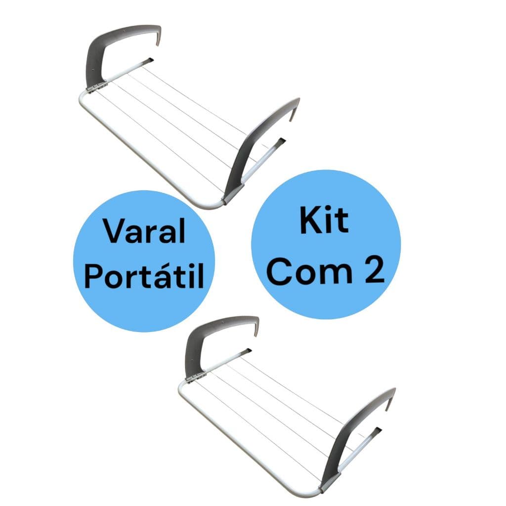 Kit com 2 Varal Portátil de Janela e Porta Para Apartamento Secador De Roupas Prático e Retrátil