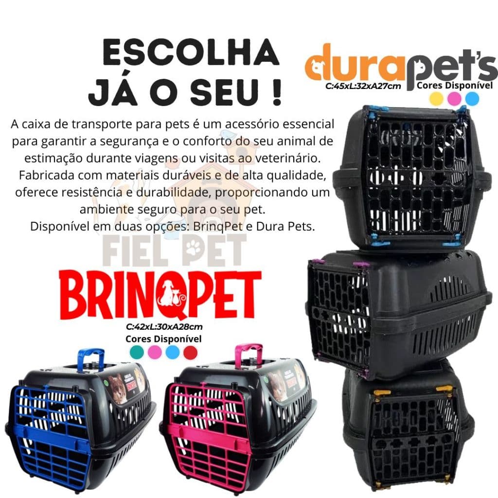 Caixa De Transporte Cachorro Gato Coelho Cães Pet Pequeno Porte N.01 Porta Com Trava BrinqPet/Dura Black