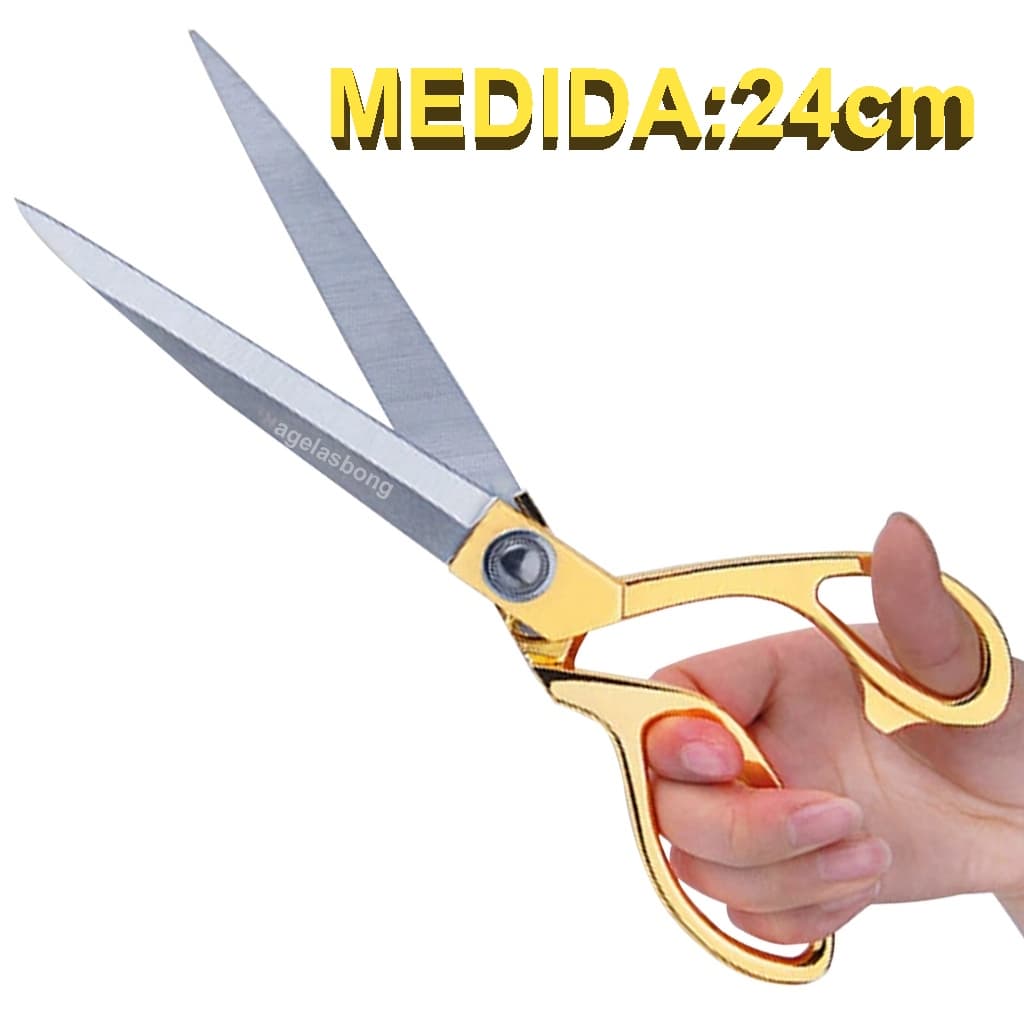 Tesoura Alfaiate De Costura Profissional Tecido Dourada Aço