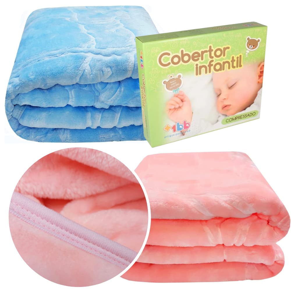 Cobertor Infantil Antialergico Macio Bebê Dardara 1BB Rosa Azul Menina Menino Cobertor Grossa