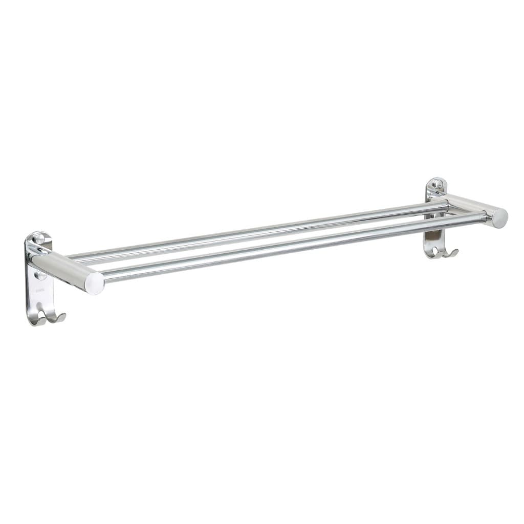 LUMAI Toalheiro Duplo Suporte para Pendurar Toalha Cromado Porta-Toalhas Com 2 Barras de Parede Inox