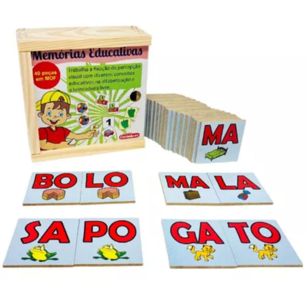 Jogo Pedagógico Memórias Educativas de Sílabas Alfabetização Infantil