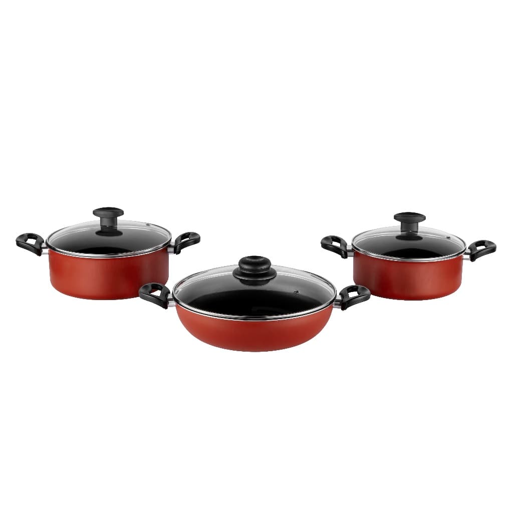 Jogo Kit Panela Caçarola + Frigideira Wok Antiaderente Tampa Vidro