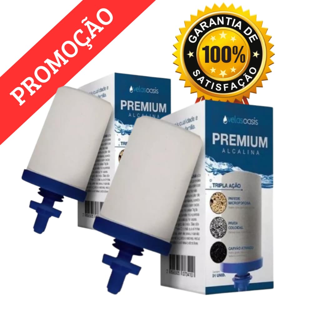 Kit 2 Vela Filtro De Barro Tripla Ação Alcalina Carvão Ativado e Prata Coloidal