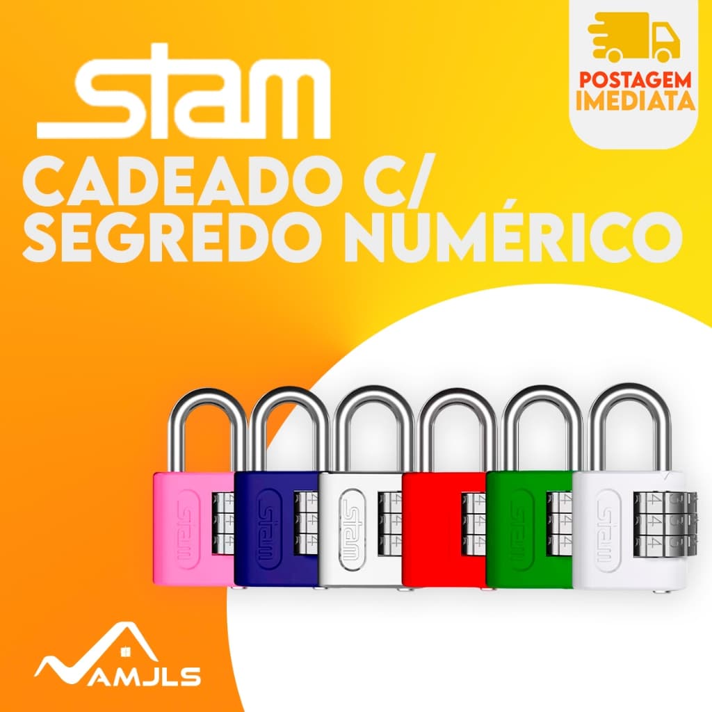 Kit 1/2/3 Cadeado Original Stam Segredo Numérico (Várias Cores) 25mm| Mala, Mochilas, Armários