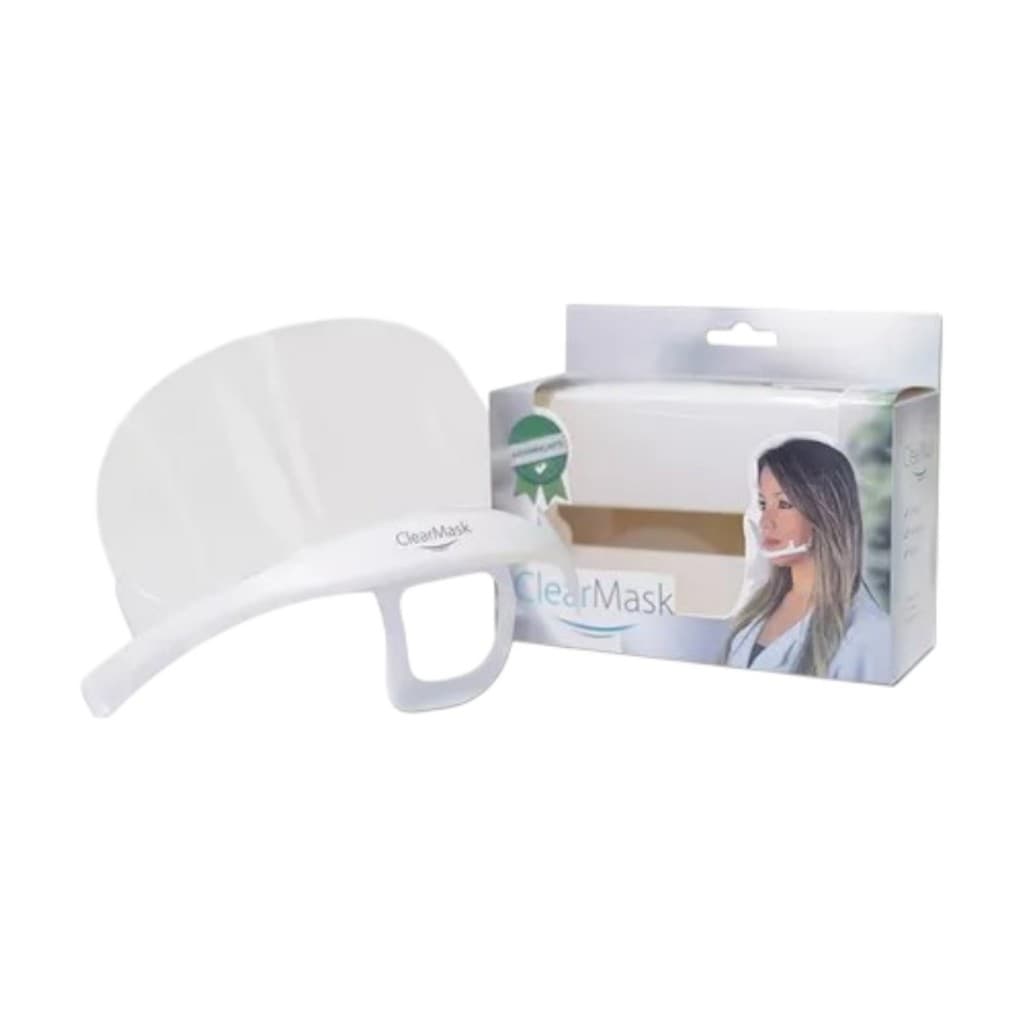 Mascara De Rosto Transparente Higiênica Proteção Salivar Plástico Lavável Clearmask Estek