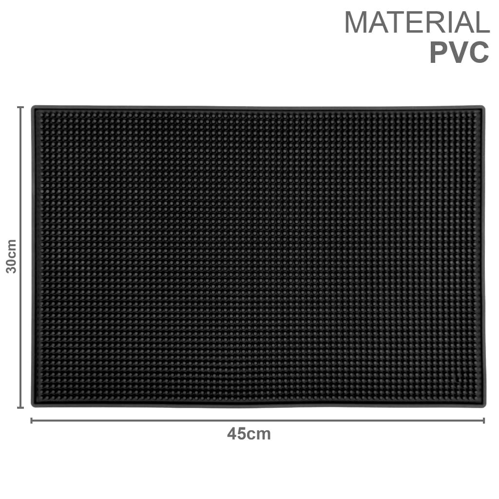 Tapete Bar Mat Barmen Escorredor em Silicone para Copos Drinks Antiderrapante Preto 30x45