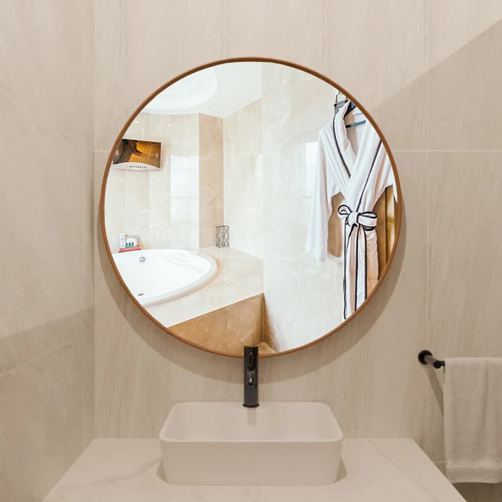 Espelho Redondo Moldura Metal Grande Quarto Banheiro Salão