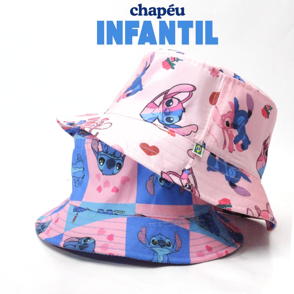 Boné Praia Chapéu Bucket Hat Ohanna Lilo Stitch Infantil, Divertidamente Cata Ovo Disney