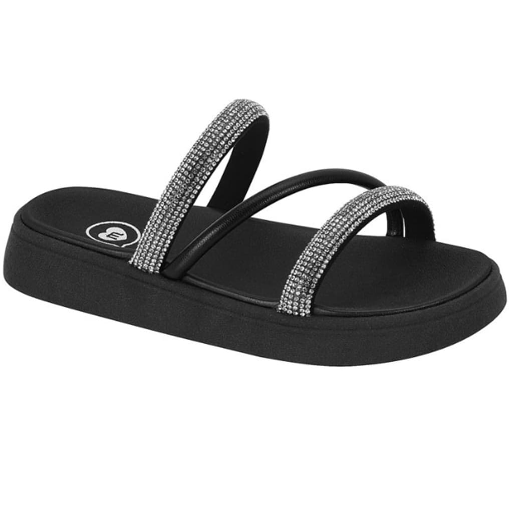 Papete Molekinha Infantil Menina 3 Tiras Strass Cristal Slide Confortável Elegante