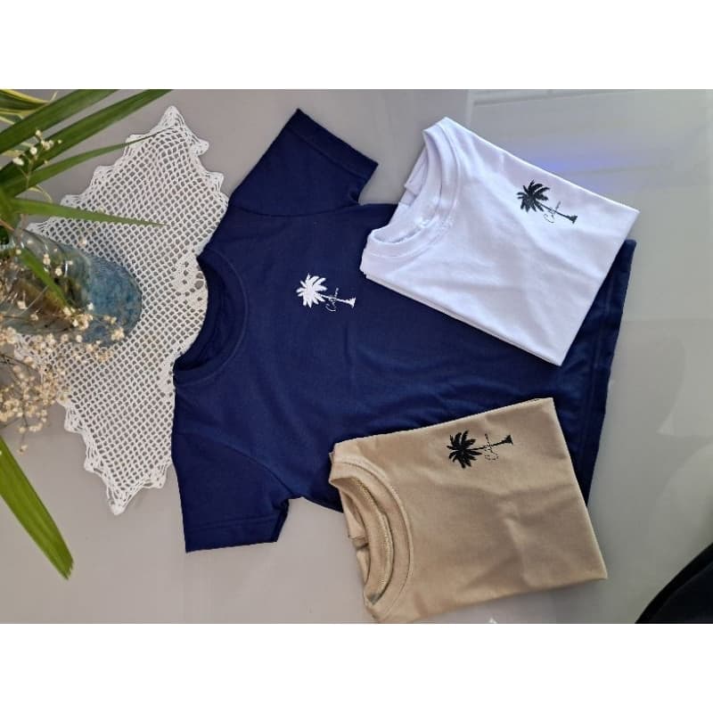 Camiseta infantil básica 100% algodão 30.1 penteada coqueiro