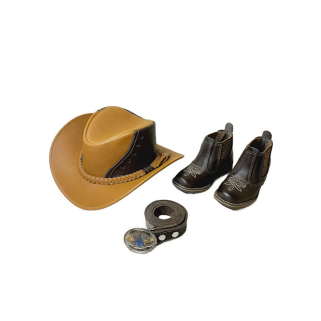 Kit  Boiadeiro Chapeu + Bota + Cinto